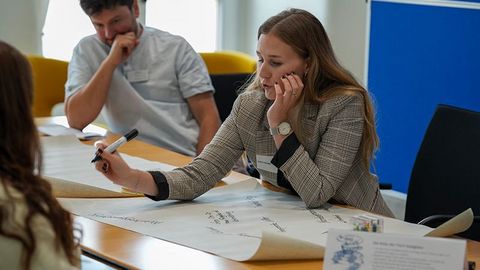 Die Teilnehmenden bei der Ausarbeitung ihrer Präsentation.