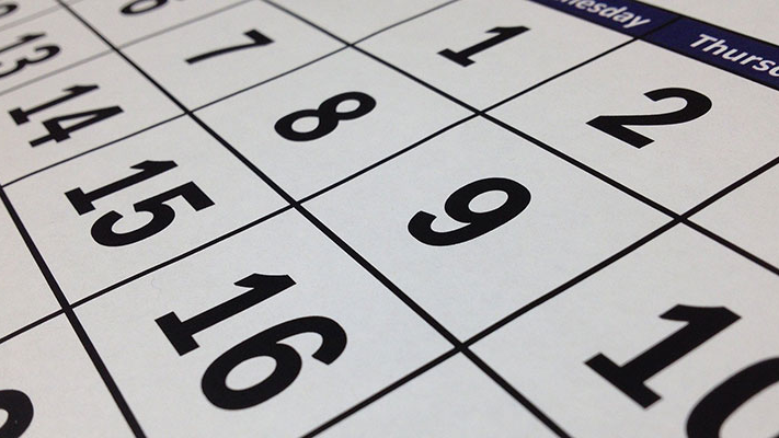 Ausschnitt eines Kalender mit Zahlen