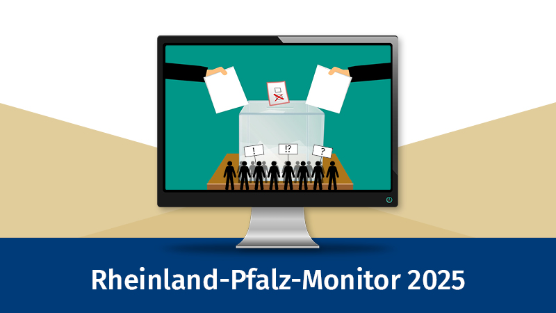 Rheinland-Pfalz-Monitor 2025. Auf einem Bildschirm ist eine Wahlurne abgebildet. Davor stehen viele Strichmännchen, die symbolisch ihre Meinung äußern. ©Landtag RLP / pixabay_Maiconfz / pixabay_mohamed_hassan / pixabay_GDJ  Rheinland-Pfalz-Monitor 2025. Auf einem Bildschirm ist eine Wahlurne abgebildet. Davor stehen viele Strichmännchen, die symbolisch ihre Meinung äußern.