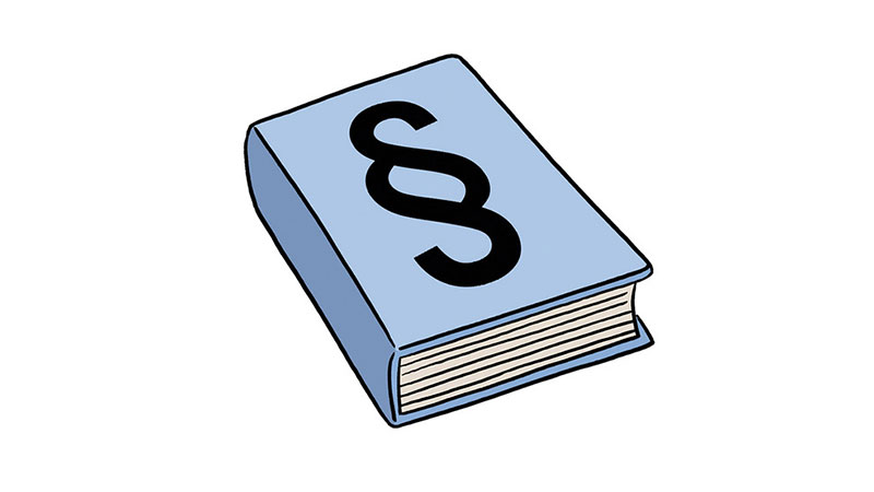 Illustration eines Gesetzbuches.