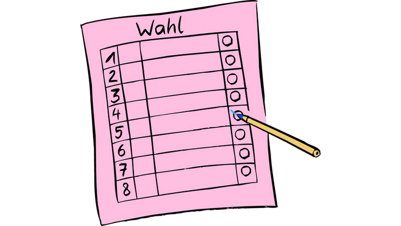 Illustration eines Wahlzettels