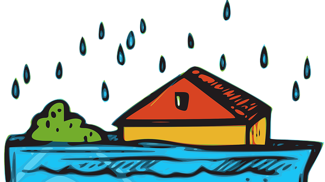 Symbolbild: Flut durch Regen, Haus unter Wasser